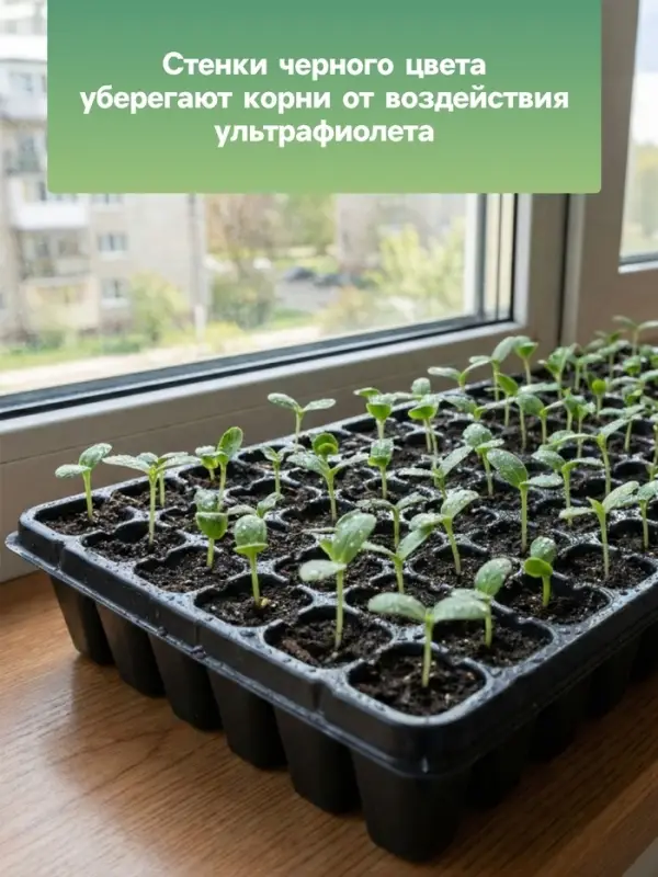 Кассета для рассады Greengo на 105 ячеек, по 20 мл, из пластика, чёрная, 55&times;29.5&times;3 см