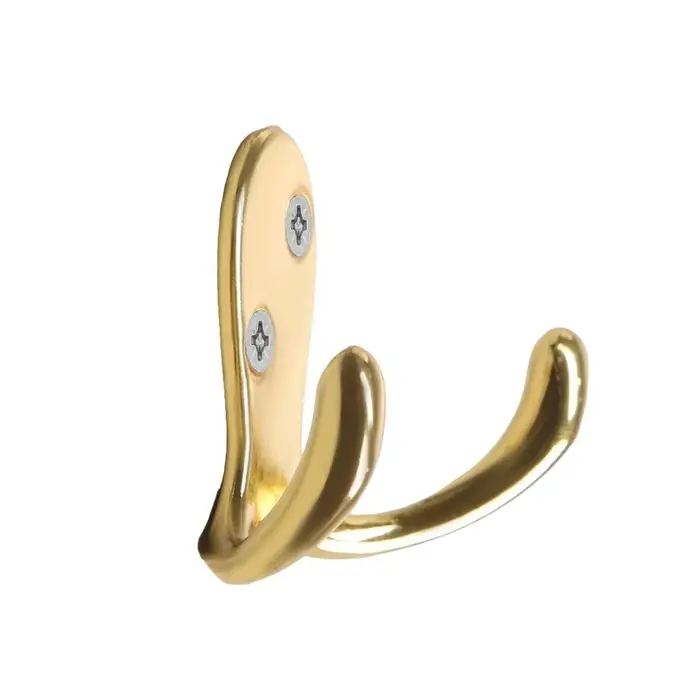 Крючок мебельный ТУНДРА TKd=026, двухрожковый, золото