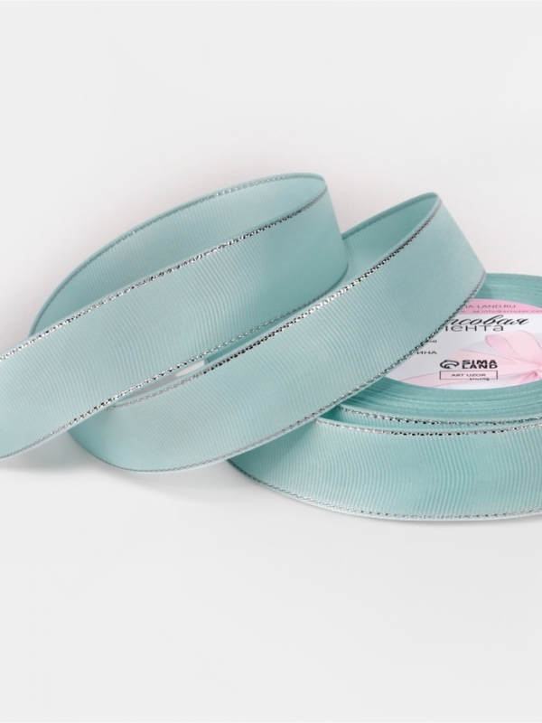 Лента репсовая «Серебряные нити», 25 мм × 23 ± 1 м, цвет светло-голубой №013