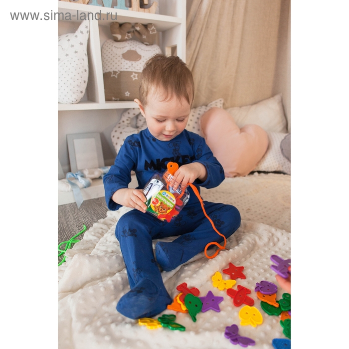 Шнуровка «Весёлые фигурки» в банке, 40 шт., МИКС, по методике Монтессори Шнуровка «Весёлые фигурки» в банке, 40 шт., МИКС, по методике Монтессори