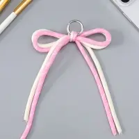 Брелок на карабине "Двойной бант" розово-белый 20х9,5х1 см