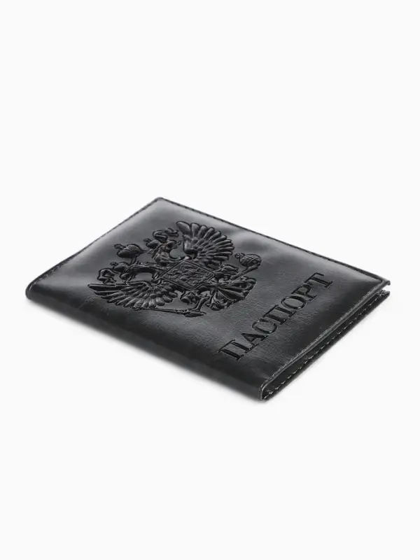 Обложка для паспорта, герб 3D, искусственная кожа, серая
