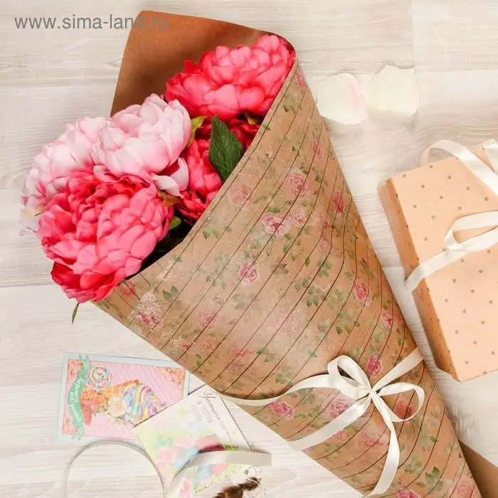 Бумага упаковочная крафт &laquo;Роспись на досочках&raquo;, 50 х 70 см