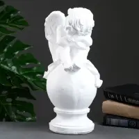 Фигура гипс &laquo;Ангел спящий на шаре&raquo;, белый, 15&times;19&times;40 см