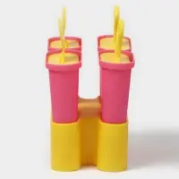 Форма для мороженого Доляна &laquo;Симпл&raquo;, 4 ячейки, пластик, розовая, жёлтая