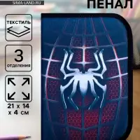 Пенал школьный, 3 секции, 14&times;21&times;4 см &laquo;Паук&raquo;
