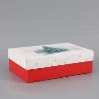Коробка подарочная сборная с крышкой &laquo;Зимняя елочка&raquo;, 30&times;20&times;9 см