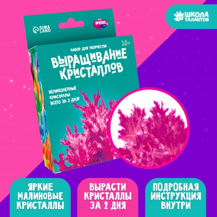 Выращивание кристаллов «Опыты. Лучистый кристалл», цвет малиновый Выращивание кристаллов «Опыты. Лучистый кристалл», цвет малиновый