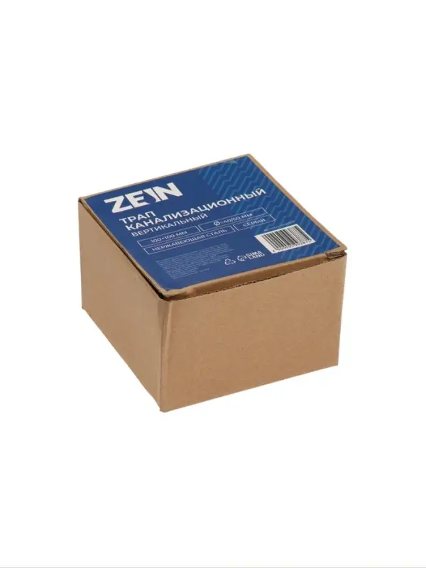Трап ZEIN, 100&times;100 мм, вертикальный, d=32 мм, нержавеющая сталь, серый
