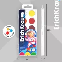 Акварель 12 цветов, ErichKrause Kids Space Animals, медовая, с УФ защитой яркости, пластиковая коробка, европодвес