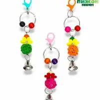 Игрушка для птиц "Шарики" с колокольчиками, 18 х 4,5 см, микс цветов