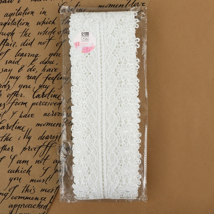 Кружево гипюровое, 80 мм × 6,8 ± 0,5 м, цвет белый