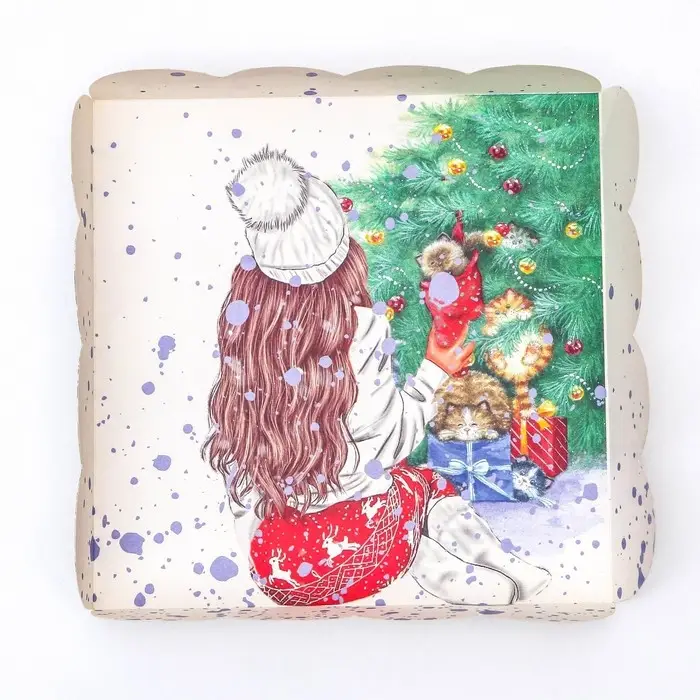Коробка для печенья, «Подарок для тебя», 15×15×3 см, Новый год Коробка для печенья, «Подарок для тебя», 15×15×3 см, Новый год