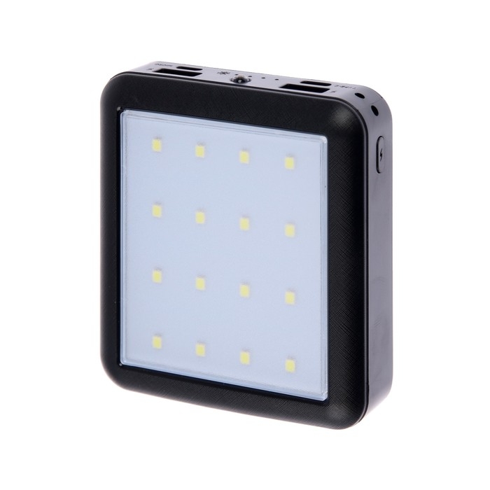 Внешний аккумулятор 484, 10000 мАч, кабели Type-C/Lightning/MicroUSB, фонарь, чёрный Внешний аккумулятор 484, 10000 мАч, кабели Type-C/Lightning/MicroUSB, фонарь, чёрный