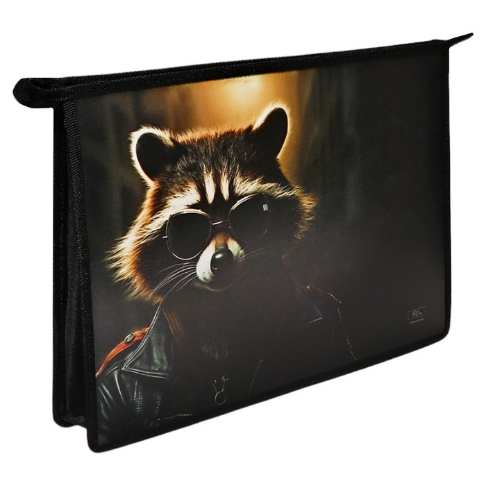 Папка для тетрадей А4, 325 х 230 х 55 мм, молния сверху, пластиковая, ПМ-А4-29 Calligrata Папка для тетрадей А4, 325 х 230 х 55 мм, молния сверху, пластиковая, ПМ-А4-29 Calligrata "Енот"