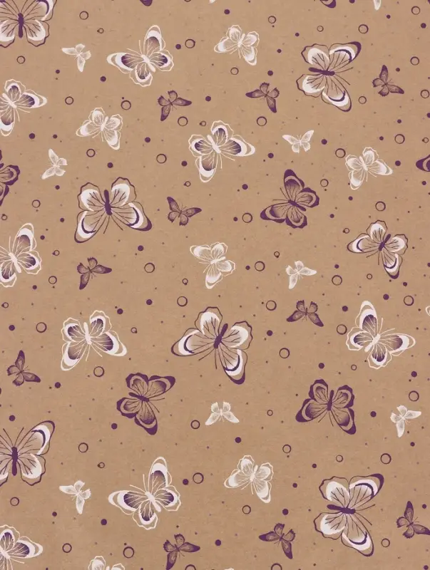 Бумага упаковочная крафт «Бабочки», фиолетовый/белый, 0.72×10±5% м, 60 г