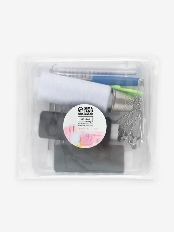 Швейный набор, 31 предмет, в боксе, 7.5&times;7.5&times;2.5 см