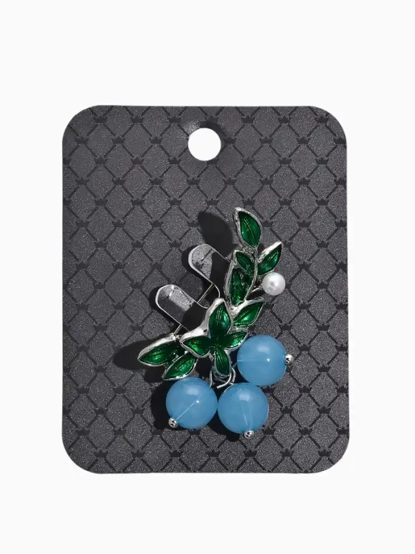 Брошь &laquo;Ягоды агат&raquo;, зелёная, голубой в серебре