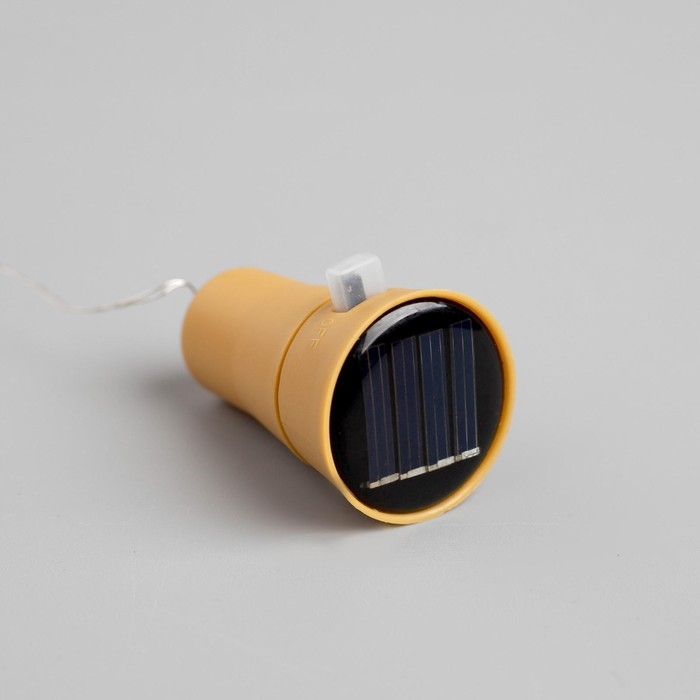 Гирлянда «Нить» 1 м роса с пробкой, IP44, серебристая нить, 10 LED, свечение мульти, солнечная батарея