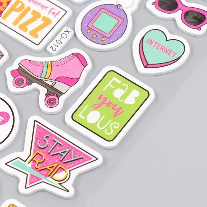 Наклейка EVA, бумага "Увлечения 90х" с блёстками 14х27,5 см