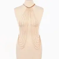 Бодичейн на тело, цепочки, 55 см, цвет золото