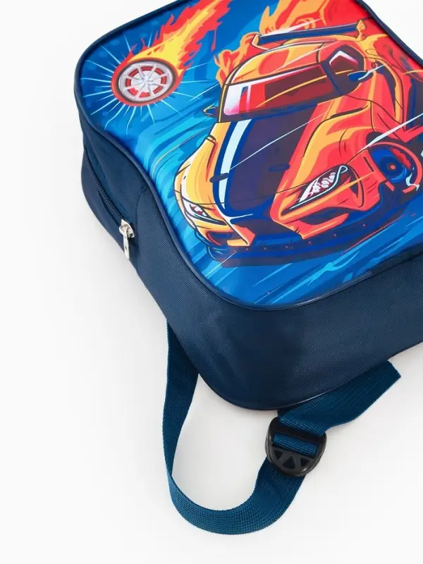 Рюкзак детский 20,5*9*24, отд на молнии,машина т-синий