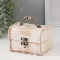 Шкатулка для украшений &laquo;Сундучок. Состаренная белая&raquo;, дерево, 8.5&times;12&times;8.5 см