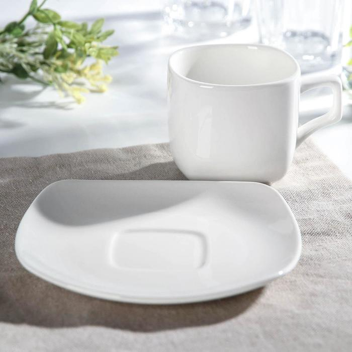 Чайная пара фарфоровая Wilmax Ilona, 2 предмета: чашка 200 мл, блюдце d=14,5 см, цвет белый Чайная пара фарфоровая Wilmax Ilona, 2 предмета: чашка 200 мл, блюдце d=14,5 см, цвет белый