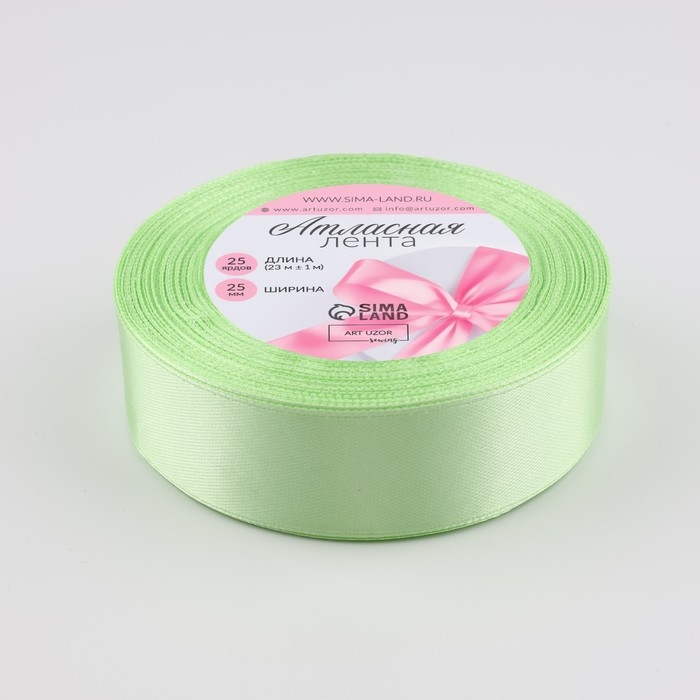 Лента атласная, 25 мм × 23 ± 1 м, цвет светло-зелёный №80 Лента атласная, 25 мм × 23 ± 1 м, цвет светло-зелёный №80