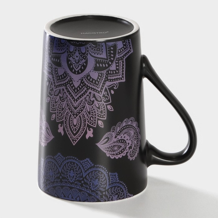 Кружка фарфоровая Magistro «Мандала», 380 мл, фиолетовый узор Кружка фарфоровая Magistro «Мандала», 380 мл, фиолетовый узор