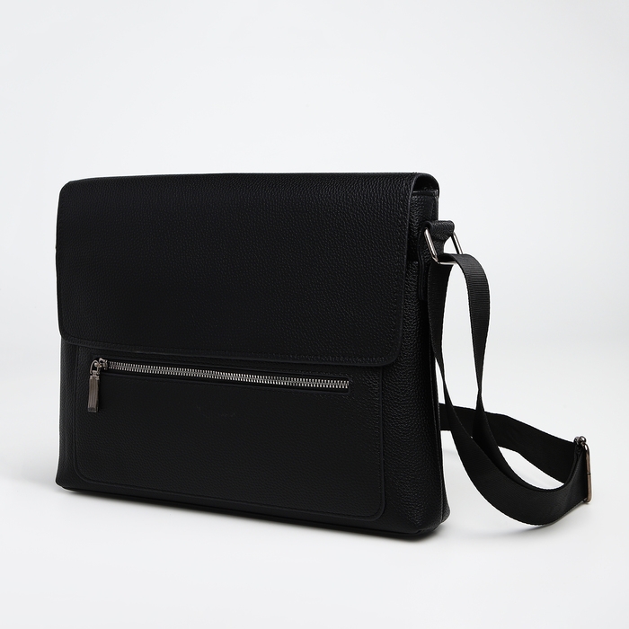 Сумка мужская деловая TEXTURA, 3 наружных кармана, цвет чёрный Сумка мужская деловая TEXTURA, 3 наружных кармана, цвет чёрный