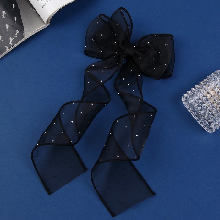 Зажим для волос  Зажим для волос "Школьница" бантик точка, 12х30 см, чёрный