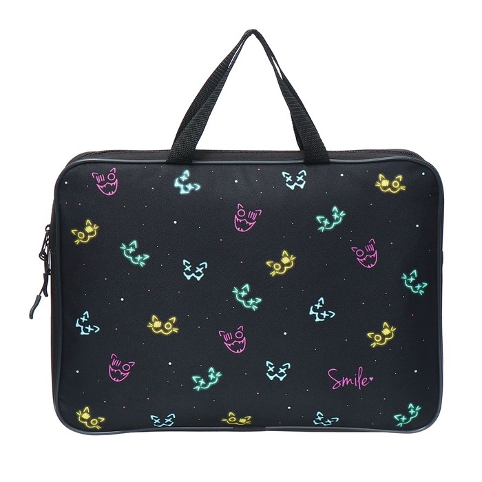 Папка с ручками текстильная А4, 370 х 280 х 60 мм, Stavia Папка с ручками текстильная А4, 370 х 280 х 60 мм, Stavia "Неон"