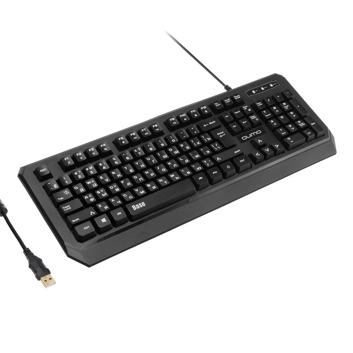 Клавиатура Qumo Base K59, проводная, мембранная, 104 клавиши, USB, подсветка, чёрная Клавиатура Qumo Base K59, проводная, мембранная, 104 клавиши, USB, подсветка, чёрная