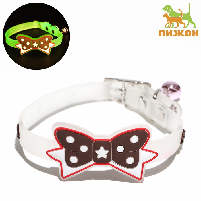 Ошейник Ошейник "Бантик", 28 х 1 см, ОШ 18-24 см, прозрачный/коричневый