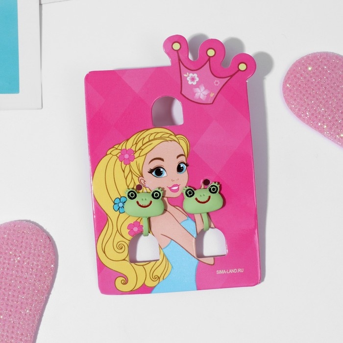 Клипсы детские «Выбражулька» лягушки, цвет зелёный Клипсы детские «Выбражулька» лягушки, цвет зелёный