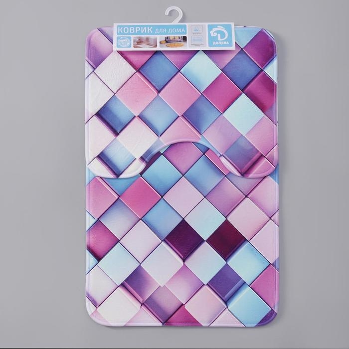 Набор ковриков для ванной и туалета Доляна «Мозаика», 2 шт: 40×50, 50×80 см Набор ковриков для ванной и туалета Доляна «Мозаика», 2 шт: 40×50, 50×80 см