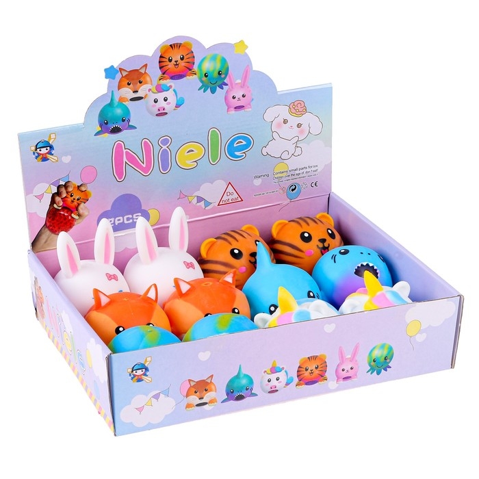 Мялка «Звери» с гидрогелем, виды МИКС Мялка «Звери» с гидрогелем, виды МИКС