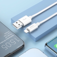 Кабель Hoco X87, Lightning - USB, 2.4 А, 1 м, оплётка силикон, белый