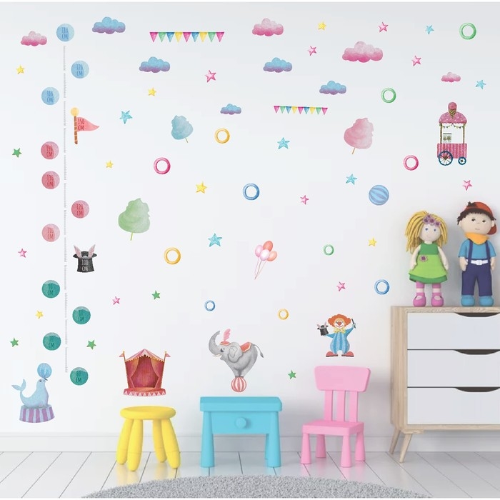 Наклейка интерьерная цветная ростомер  Наклейка интерьерная цветная ростомер "Представление в цирке" 50х70 см