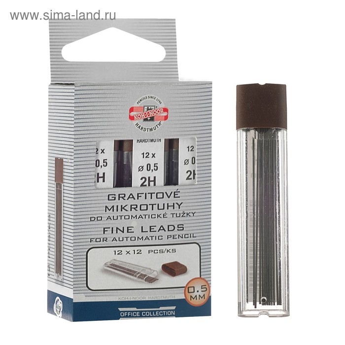 Грифели для механических карандашей 0.5 мм, Koh-I-Noor 4152 2Н, 12 штук, в футляре Грифели для механических карандашей 0.5 мм, Koh-I-Noor 4152 2Н, 12 штук, в футляре