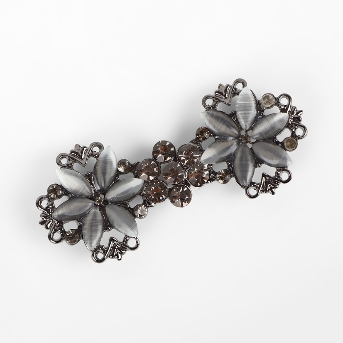 Декоративная застёжка, 6,5 × 3 см, цвет чёрный/серый Декоративная застёжка, 6,5 × 3 см, цвет чёрный/серый