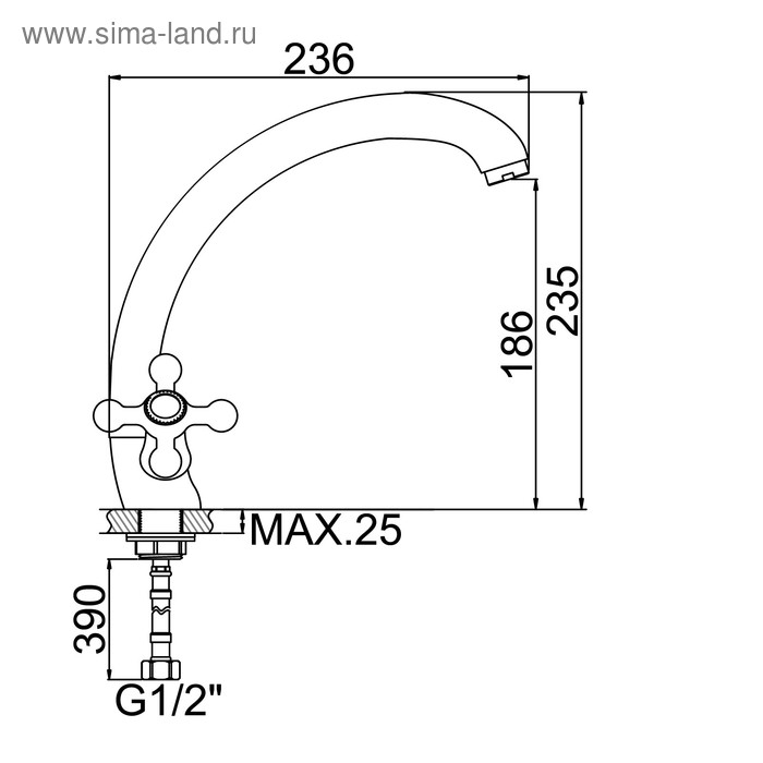 Cмеситель для кухни Accoona A4071A, двухвентильный, с гайкой, латунь, сатин Cмеситель для кухни Accoona A4071A, двухвентильный, с гайкой, латунь, сатин