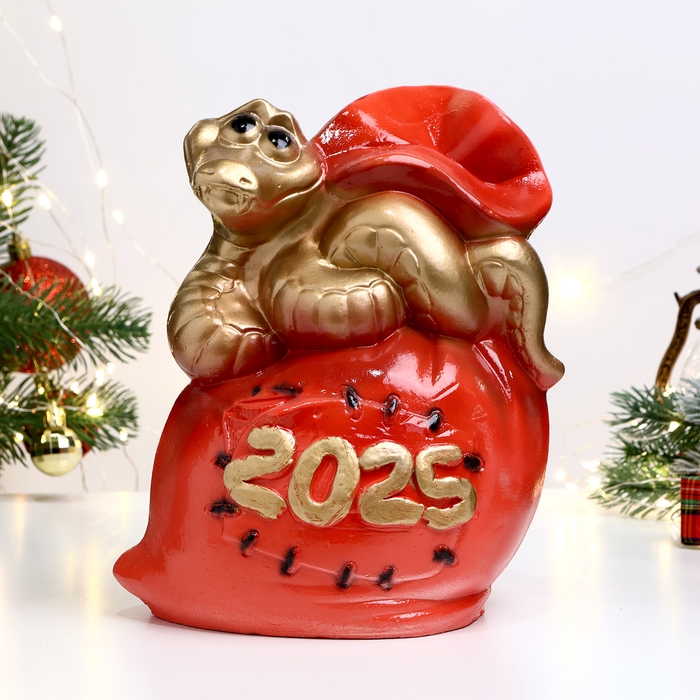 Копилка Копилка "Змея 2025 на мешочке" золотая, 23х16см