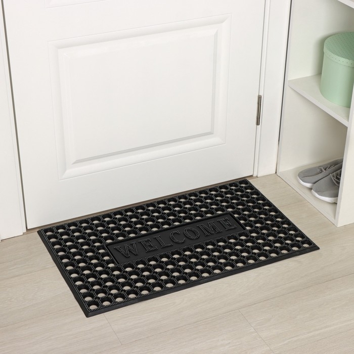Коврик придверный ячеистый Доляна, 44,5×75 см, цвет чёрный Коврик придверный ячеистый Доляна, 44,5×75 см, цвет чёрный