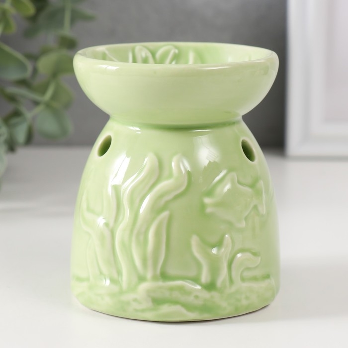 Аромалампа керамика  Аромалампа керамика "Подводный мир" зелёная 7,2х7,2х8,9 см