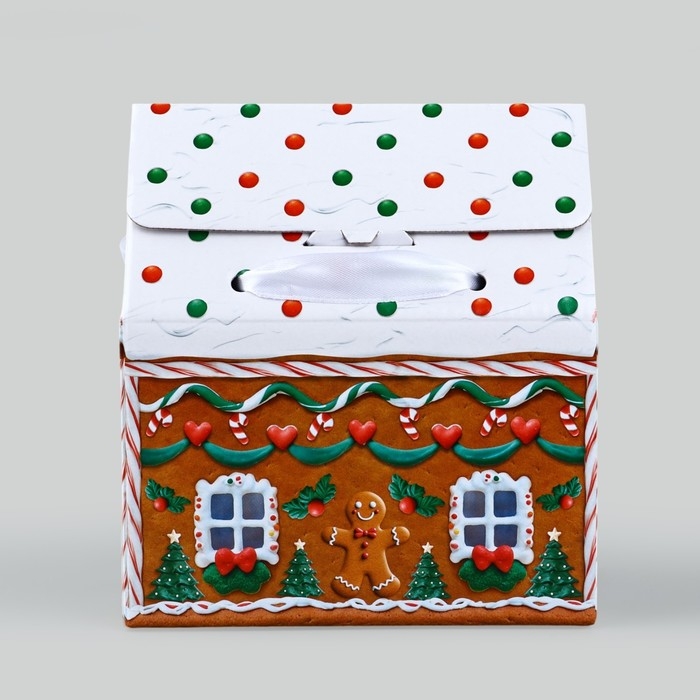 Коробка подарочная новогодняя складная « Пряничный домик », 15 х 18 х 10 см, Новый год Коробка подарочная новогодняя складная « Пряничный домик », 15 х 18 х 10 см, Новый год