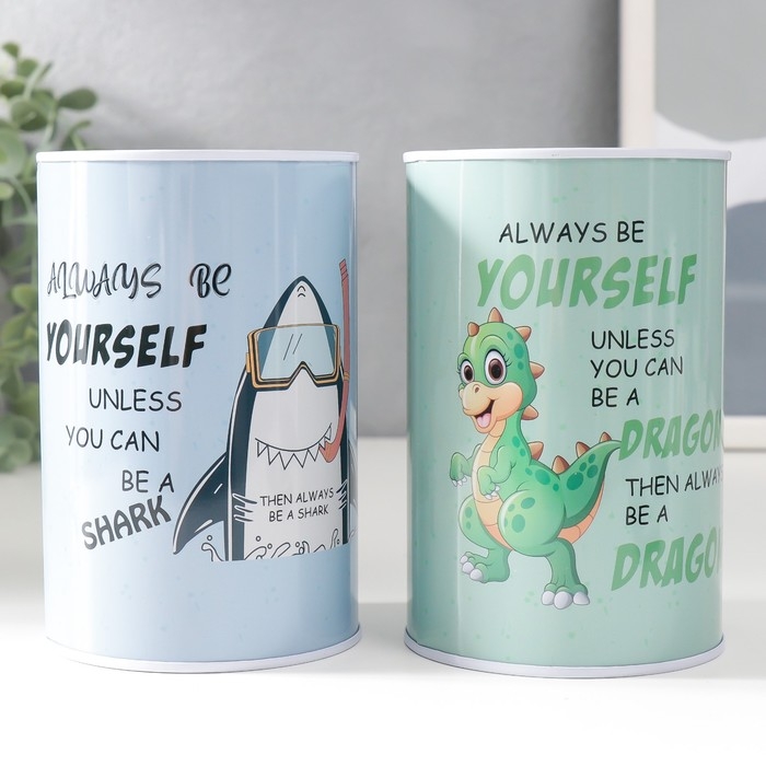 Копилка металл Копилка металл "Динозавр/Акула" МИКС 8х8х12,5 см