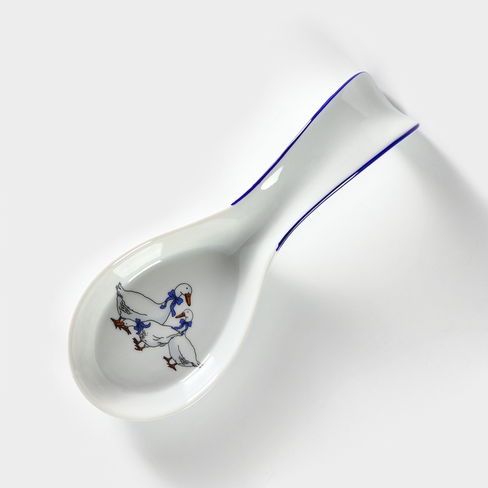 Подставка под ложку фарфоровая «Гуси», 20 см, МИКС Подставка под ложку фарфоровая «Гуси», 20 см, МИКС