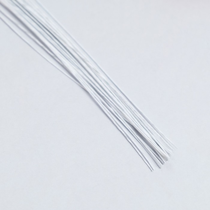 Флористическая проволока в бумажной оплётке  Флористическая проволока в бумажной оплётке "Белая", длина 36 см, 0,46 мм, набор 20 шт